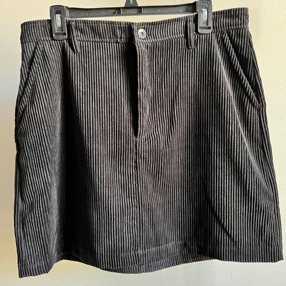 Black corduroy mini skirt